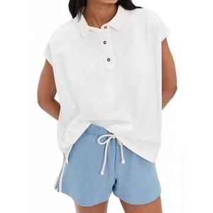 NEW FREE PEOPLE keep on polo shirt in white